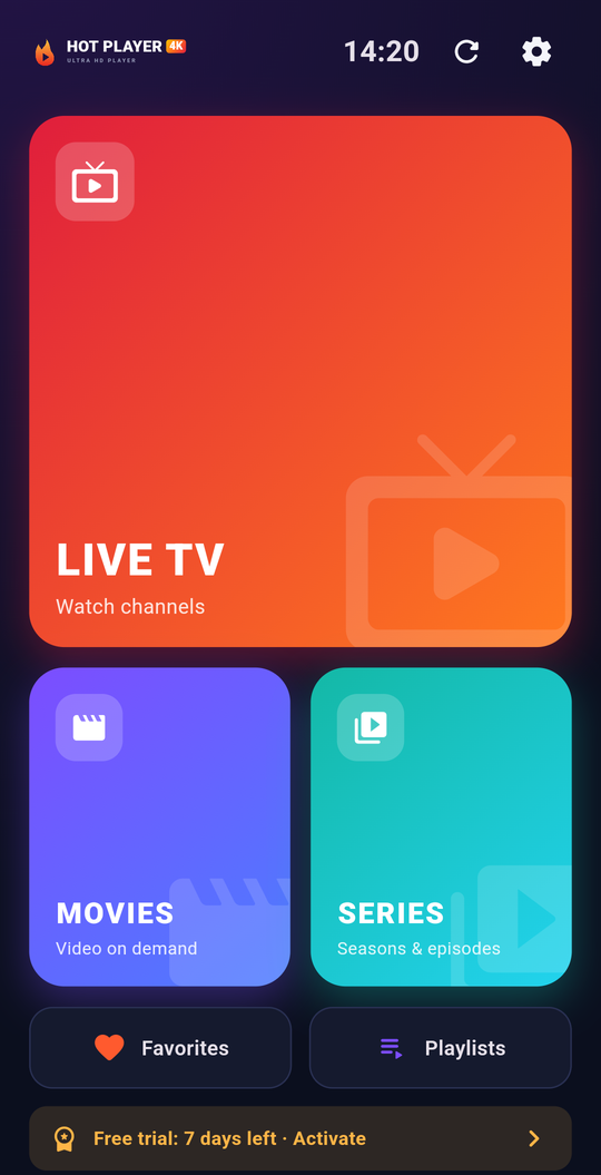 HOT PLAYER 4K on an Android phone